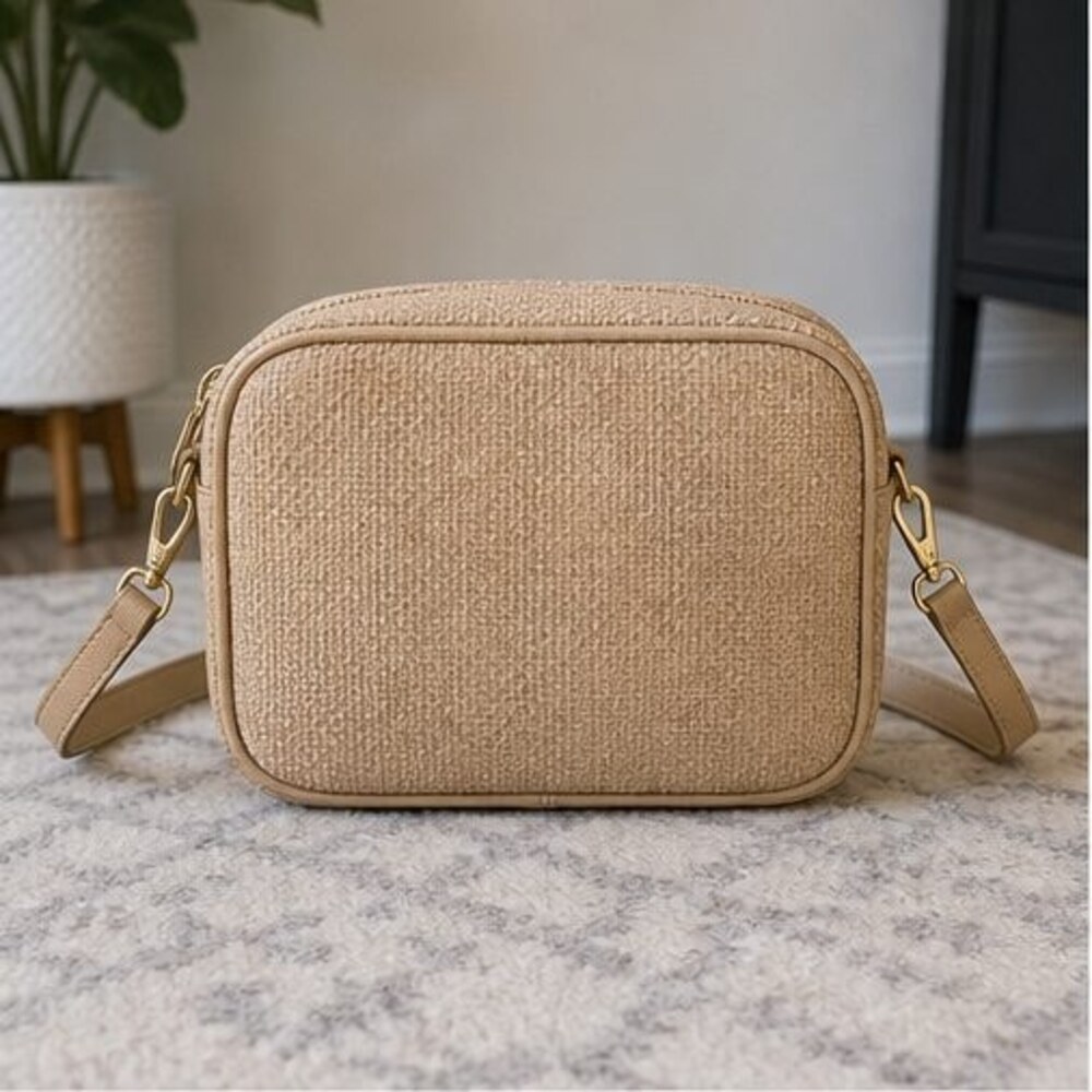 Tan Woven Crossbody Bag